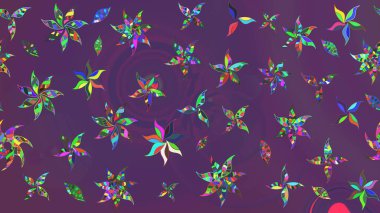 Hediye ambalaj kağıdı, tebrik kartları, posterler ve pankart tasarımı. Mor ve mor renkli çiçekler. Raster düz çiçek çizim deseni.