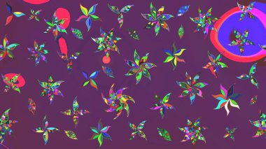 Raster illüstrasyonundaki çiçek desenli çizim. Düz Çiçek Elementleri Tasarımı. Renkli Bahar Teması eskiz kalıbı. Güzel kumaş deseni.