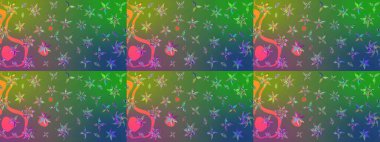 Vadinin yeşil ve mavi renkli çiçekleri. Raster çiçek desenleri çiziyor..