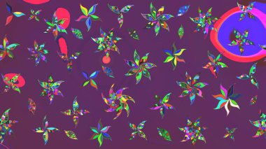 Raster illüstrasyonundaki çiçek desenli çizim. Düz Çiçek Elementleri Tasarımı. Renkli Bahar Teması eskiz kalıbı. Güzel kumaş deseni.