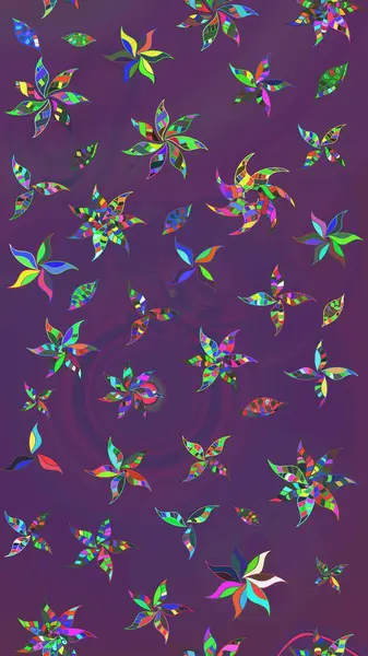 Renkli Bahar Teması eskiz kalıbı. Çiçekli çizim şekli. Mor ve mor renkli çiçekler. Düz Çiçek Elementleri Tasarımı.