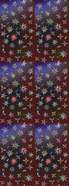 Düz Çiçek Elementleri Tasarımı. Çiçeksel fantezi tasarımı ve parlak bir arka plan çizimi. Renkli Bahar Teması çizim şablonu.