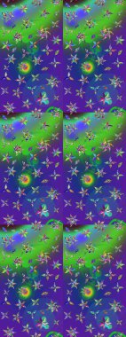 El çizimi. Raster illüstrasyonu. Çiçekler, dallar, bitkiler ve çiçekler. Güzel kumaş deseni.