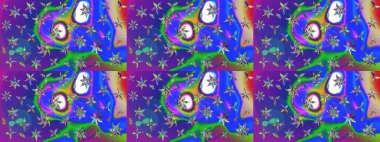 Mavi ve mor renkli güzel çiçekli eskiz deseni, suluboya çiçek deseni, duvar kağıdı, kart ya da kumaş için fayanslı. Raster..