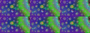 Renkli Bahar Teması eskiz kalıbı. Raster Şirin kumaş deseni. Eskiz klasiği. Düz Çiçek Elementleri Tasarımı.