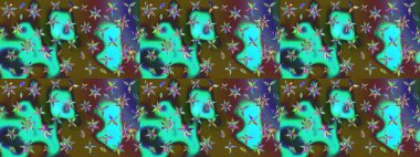 Çiçekli karalama şeklinde Raster çiçek deseni. Yeşil ve kahverengi renkli çiçekler. Nazik, sevimli çiçek arkaplanı..