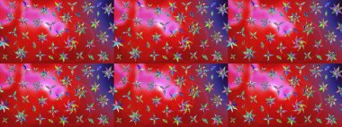 Raster deseni. Sanattan esinlenilmiş, pembe şekilli çiçekler ve yapraklar. Kırmızı ve pembe el çizimi desen. Karalama çiçekleri çizim deseni.