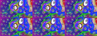 Mavi ve mor renkli güzel çiçekli eskiz deseni, suluboya çiçek deseni, duvar kağıdı, kart ya da kumaş için fayanslı. Raster..