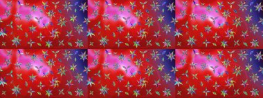 Raster deseni. Sanattan esinlenilmiş, pembe şekilli çiçekler ve yapraklar. Kırmızı ve pembe el çizimi desen. Karalama çiçekleri çizim deseni.