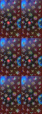 Çiçek tasarımı için inanılmaz bir kolaj cenneti tarzı. Çiçekli zambakların eskiz geçmişi. Parlak çiçekli kolaj çiçekleri mor ve kahverengi.