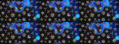 Raster illüstrasyonundaki çiçek desenli çizim. Gri ve mavi renkte çiçekler. Renkli Bahar Teması eskiz kalıbı. Düz Çiçek Elementleri Tasarımı.