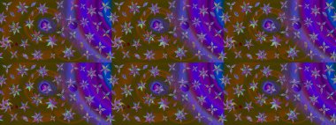 Çiçekli karalama şeklinde Raster çiçek deseni. Yumuşak, bahar çiçekli arka plan. Kahverengi ve mor renkte çiçekler.