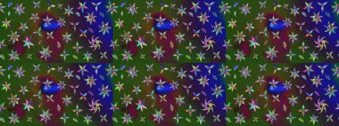 Çiçekli karalama şeklinde Raster çiçek deseni. Yumuşak, bahar çiçekli arka plan. Yeşil ve mavi renkte çiçekler.