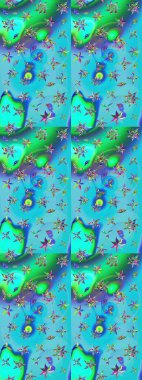 Manzaralı çiçek deseni. Çiçek kompozisyonu, el boyası, hassas şablon. Üst manzara, yumuşak mavi ve yeşil renk tarzı. Sevgililer günü ve tebrik kartı konsepti için şık bir davet.