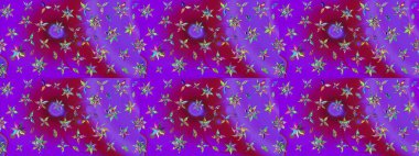 Küçük çiçekteki sevimli çiçek deseni. Mor ve mor renkli çiçekler. Raster illüstrasyonu.