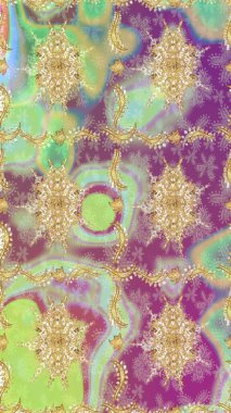 Altın şablonu çiz. Tarafsız renklerde altın elementlerle çizim. Raster doğulu süsü.