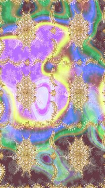 Geleneksel oryantasyon süsü. Klasik Raster çizimi. Tarafsız ve altın desenli. Klasik vintage arkaplan.