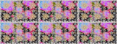 Altın karalama fantezi yapraklarından ve gri renkli çiçeklerden Raster soyut çiçek çelengi. El yapımı dekoratif çerçeve, albüm kapağı, tebrik kartı, klasik Art deco tarzı.