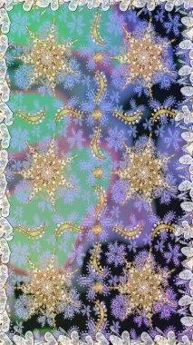 Barok tarzında altın çiçekli süs. Damask kusursuz yinelenen arkaplan. Tarafsız renklerde altın element. Doku arkaplanı üzerine altın duvar kağıdı.