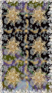 Oriental raster klasik gri ve altın desenli. Kusursuz soyut bir arkaplan. Raster illüstrasyonu.