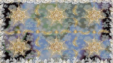 Raster geleneksel, gri renklerde, altın, kusursuz desen. Barok tarzında kusursuz bir doğulu süsü..