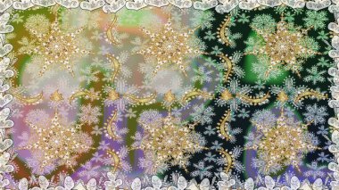 Tarafsız renklerde, altın elementlerle kusursuz desen. Geleneksel oryantasyon süsü. Klasik klasik klasik arka plan. Kusursuz klasik raster altın desenli.