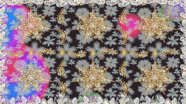 Sembol bayramı, yeni yıl kutlamaları, altın desenler. Gri renkli altın kar taneleri. Kış kar dokusu duvar kağıdı. Noel altın kar taneleri kusursuz desen.