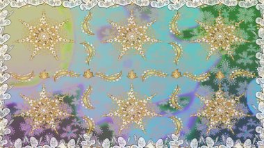 2019 Noel 'i, kar tanesi, yeni yıl. Tarafsız renklerde, altın elementlerle klasik, pürüzsüz desen.