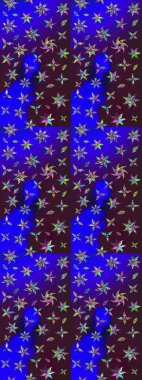 Raster illüstrasyonu. Egzotik çiçekler, mavi ve kahverengi renkler üzerine botanik ve parlak klasik doğa. Klasik tropikal doğal elementlerin suluboya seti.