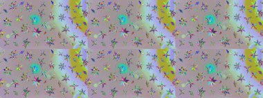 Raster Hip kumaş deseni. Eskiz Vintage Çiçek Deseni.