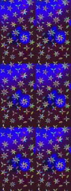 Düz Çiçek Elementleri Tasarımı. Sevimli çiçek raster deseni. Renkli Yaz Temalı eskiz kalıbı. Kahverengi ve mavi renkte çiçekler.