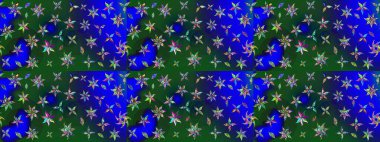 Küçük çiçekte güzel bir desen. Mavi ve yeşil çiçekli bahar çiçekleri. Motley illüstrasyonu. Küçük renkli çiçekler. Moda baskıları için zarif bir şablon.