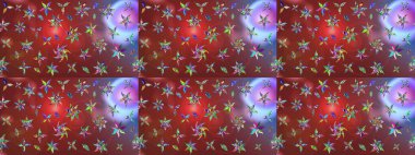 Modaya uygun kumaş deseni. Sevimli çiçek raster deseni. Renkli Yaz Temalı eskiz kalıbı. Düz Çiçek Elementleri Tasarımı.