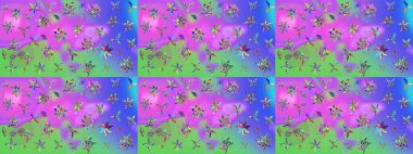 Çiçek kompozisyonu, el boyası, hassas şablon. Üst manzara, yumuşak stil. Mor ve yeşil renklerde manzaralı çiçek deseni. Sevgililer günü ve tebrik kartı konsepti için şık bir davet.