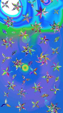 Mavi ve menekşe renginde çiçekler olan çiçek deseni çiz. Suluboya tarzında mavi ve mor renkte çiçekler.