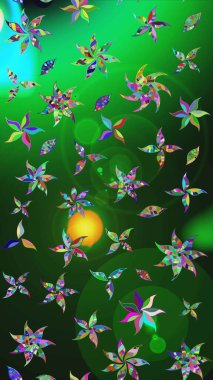 Manzaralı çiçek deseni. Üst manzara, yumuşak yeşil ve gri renkli. Çiçek kompozisyonu, el boyası, hassas şablon. Sevgililer günü ve tebrik kartı konsepti için şık bir davet.