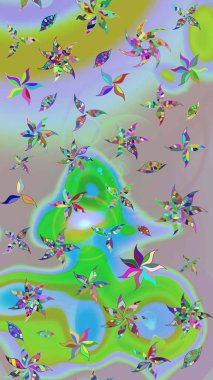 Tarafsız ve yeşil çiçekli eskiz deseni, suluboya çiçek deseni, şirin çiçek, duvar kağıdı, kart veya kumaş için fayanslı. Raster - stok.