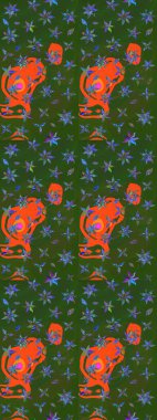 Küçük bir çiçekte eskiz deseni. Hoş bir çiçek geçmişi var. Güzel kumaş deseni. Raster illüstrasyonu.