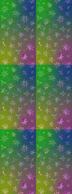 Nazik romantik baskı. Tatil havası. Bahar mevsimi. Yeşil ve mavi renkte çiçekler. Raster güzel bir çiçek deseni çiziyor..