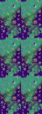 Çiçek desenli çizim. Raster illüstrasyonu. Asya tekstil tarzında. Güzel kumaş deseni. Renkli Bahar Teması eskiz kalıbı. Düz Çiçek Elementleri Tasarımı.