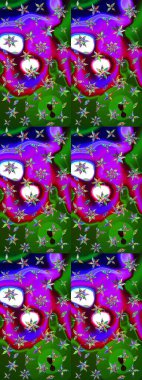 Çiçekli karalama şeklinde Raster çiçek deseni. Nazik, sevimli çiçek arkaplanı. Yeşil ve mor renkte çiçekler.