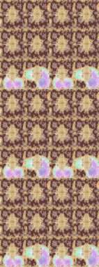 Barok tarzında altın çiçekli süs. Kahverengi renkte altın bir element. Altın çiçekli eskiz deseni. Damask arkaplanı.