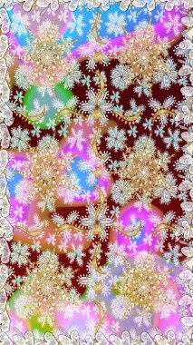 Raster altın desen. Kusursuz altın desenli bukleler. Raster illüstrasyonu. Tarafsız ve altın elementli bej renkler. Doğu tarzı arabesk.