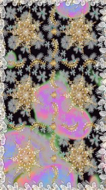 Noel, kar tanesi, yeni yıl 2019. Gri ve nötr renklerde altın elementlerle kusursuz klasik desen.