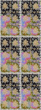 Floral tiles. Islamic design. Raster golden textile print. Seamless pattern oriental ornament. Golden pattern on gray colors with golden elements.