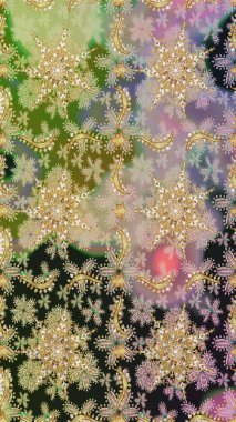 Raster altın pürüzsüz desen. Tarafsız ve gri renklerdeki altın desenli altın elementler. Düz elle çizilmiş klasik koleksiyon. Arkaplan, kumaş, altın duvar kağıdı.