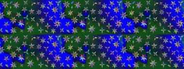 Renkli Bahar Teması eskiz kalıbı. Mavi ve yeşil renkli çiçekler. Düz Çiçek Elementleri Tasarımı. Çiçek desenli eskiz, yaz çiçekleri..