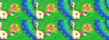 Raster illüstrasyonu. Yeşil ve mavi renkte çiçekler. Yeşil ve mavi renkte çiçek çizimi. Çiçek deseni. Şatafatlı bahar bahçesi dokusu.