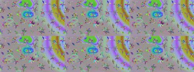 Raster çiçek desenli çiçek deseni, yapraklar, dekoratif elementler, sıçrama, lekeler, el çizimi kontur çizgileri ve Doodle çizim stili, grafik raster çizim çizimi.