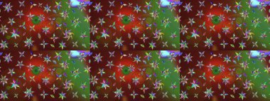 Düz Çiçek Elementleri Tasarımı. Renkli Bahar Teması eskiz kalıbı. Sevimli çiçek raster deseni. Kahverengi ve yeşil renkte çiçekler.